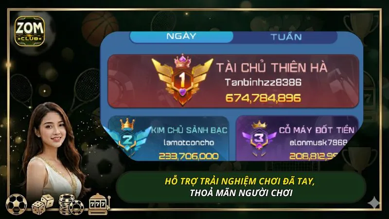 Hỗ trợ trải nghiệm chơi đã tay, thoả mãn người chơi