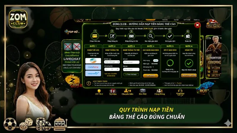 Quy trình nạp tiền bằng thẻ cào đúng chuẩn