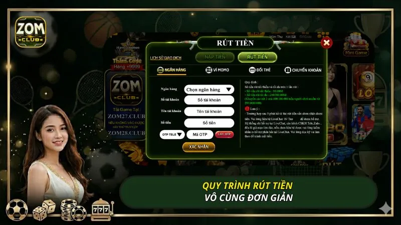 Quy trình rút tiền vô cùng đơn giản