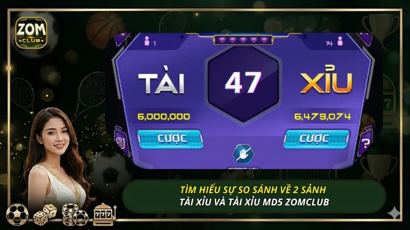 Tìm hiểu sự so sánh về 2 sảnh tài xỉu và tài xỉu MD5 ZOMCLUB