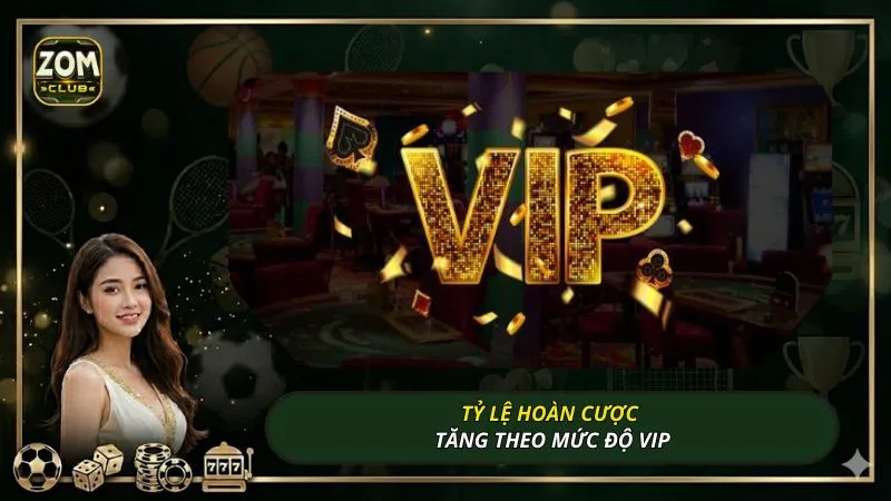 Tỷ lệ hoàn cược tăng theo mức độ VIP